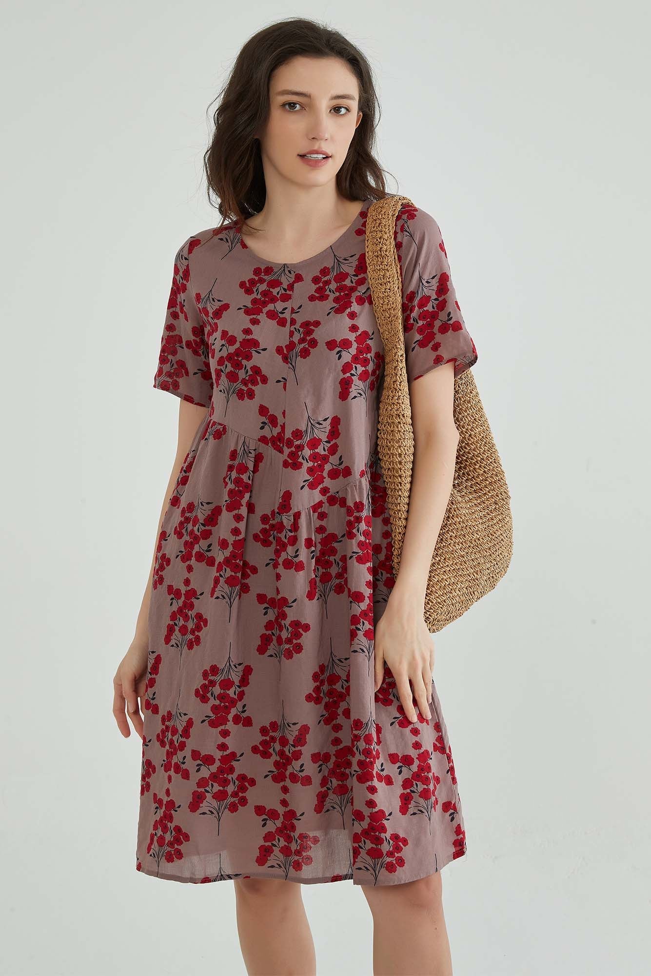 Summer Floral Print Light Cotton Dress - Whisper Mint